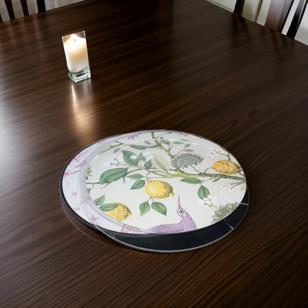 Custom Gloss Finish Round Paper Insert Acrylic Table Placemats And