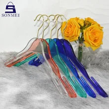 Nonslip Transparent Dress Hangers Colorful Clear Custom Plastic Hanger
