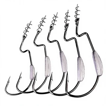 Barbed Soft Lure Lead Hooks 5pcs/bag Coil Spring Crank 5/0#-1/0# Fly Fishing Octopus Target Species – Soft Lure – view 4