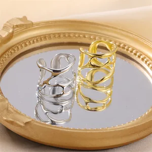 Girls' Fashion Jewelry Geometric Graphical Design Gold Plated Stainless Steel Rings