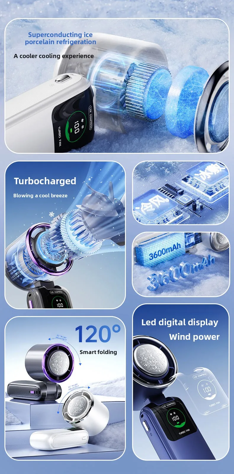 Size Turbine Handheld Fan, USB, Brushless - detail 20