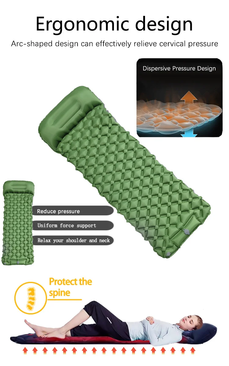 Waterproof Ultralight Foot Press Inflatable Sleeping Mat Inflating Sleeping Pad Air Mattress for Backpacking Hiking Camping supplier