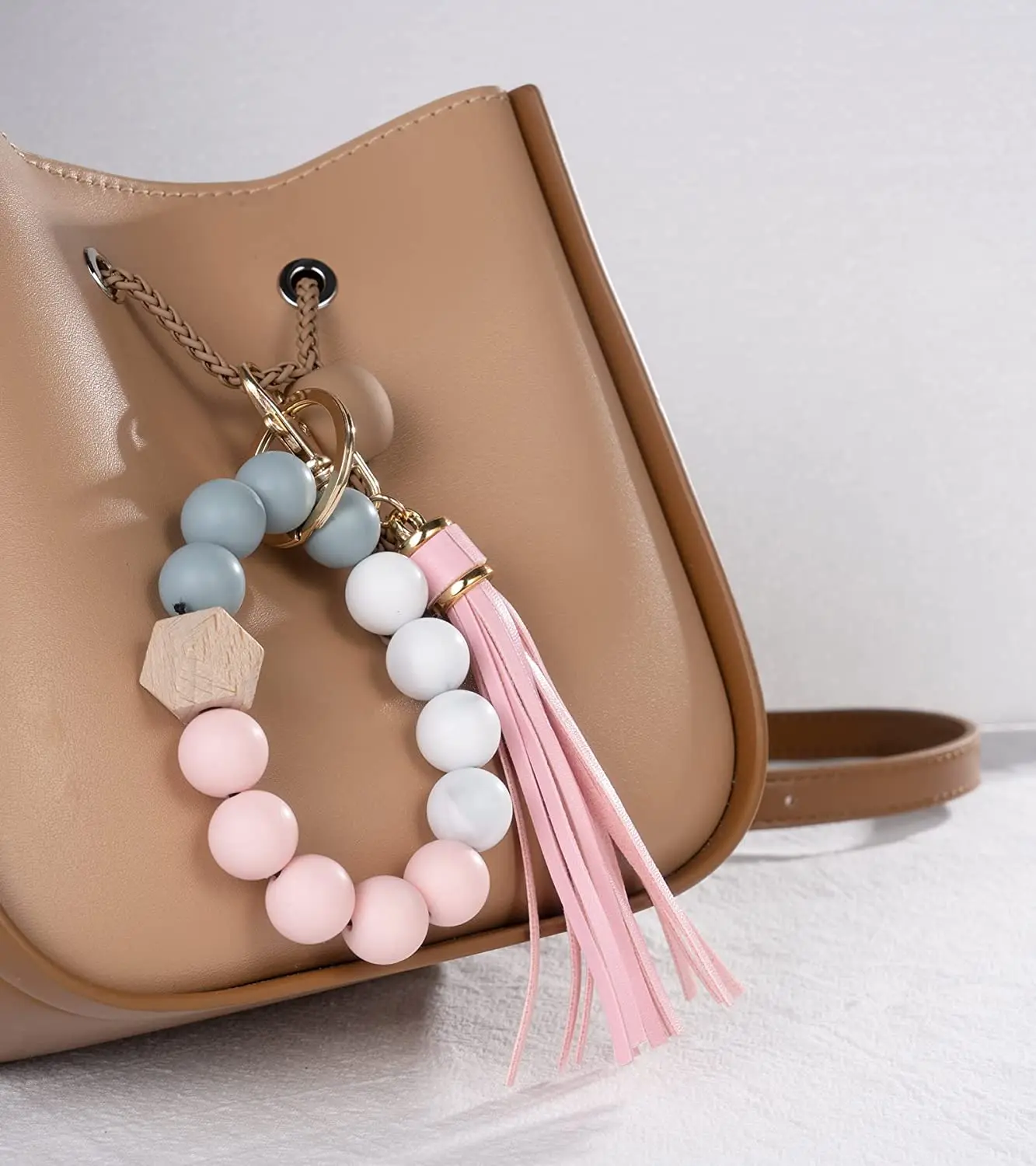 Yyx Elastic Cord Wallet Bracelet Keychain Wristlet Silicone Bead Key