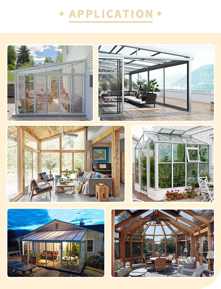 4 Season Garden Glass House Sunrooms Retractable Aluminum Green House tiny homes ready to ship