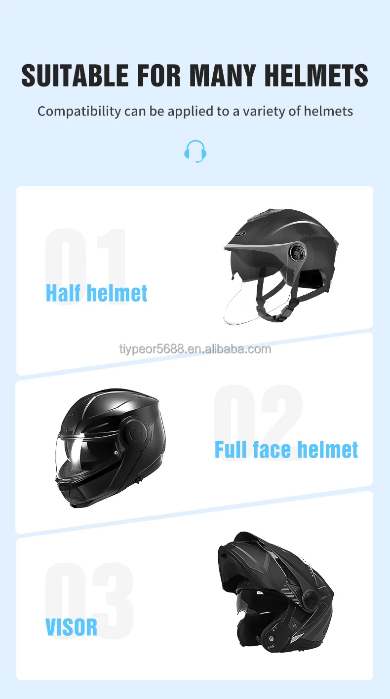 product tiypeor ipx6 motorcycle helmet headset new condition dc output current waterproof noise reduction helmet wireless headset-9