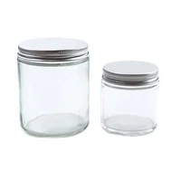 Wholesale customized jar clear amber round glass jars with screw aluminum lid for food candy