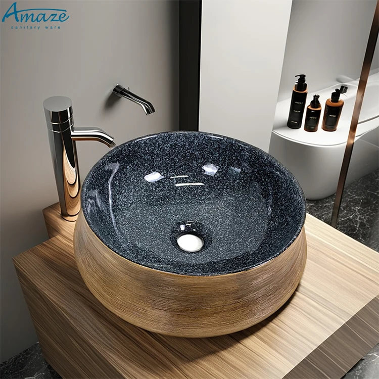 New design ceramic sanitary ware vanity bathroom sink round shape countertop wash hand art basin