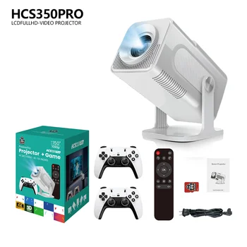 HCS350 Pro Android 11 Portable Game Projector 1080P 240 ANSI Includes Joysticks & Game Controllers