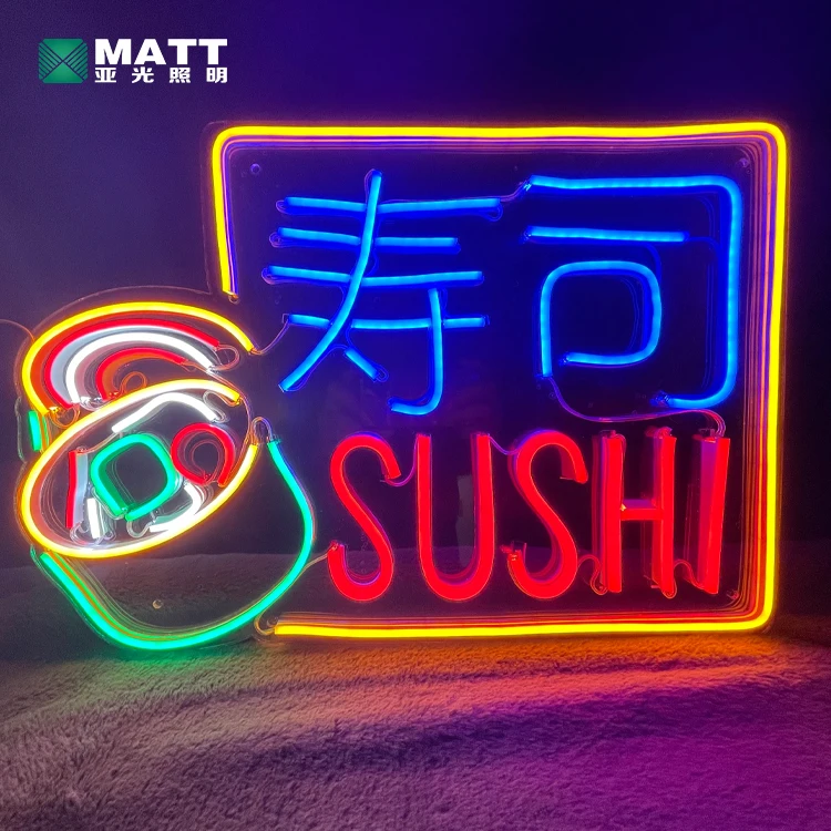 Enseigne Néon Sushi LED Alimentée USB - 39x30cm, Décoration Murale Chambre, Restaurant, Cadeau Original