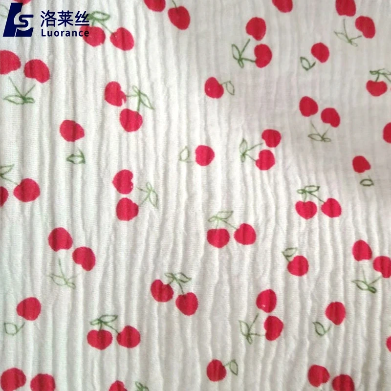 White Cherry Print Poly Cotton Fabric