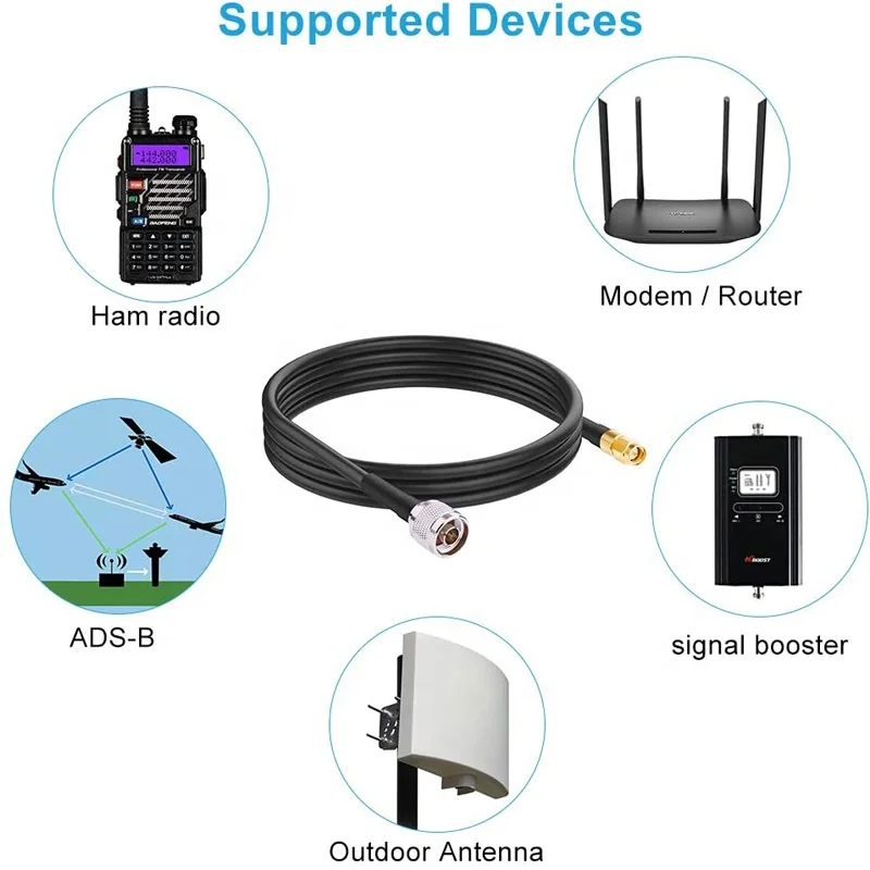 N Male to SMA Male Low Loss LMR400 Extention Cable for GSM CDMA GPS Outdoor WiFi Antenna
