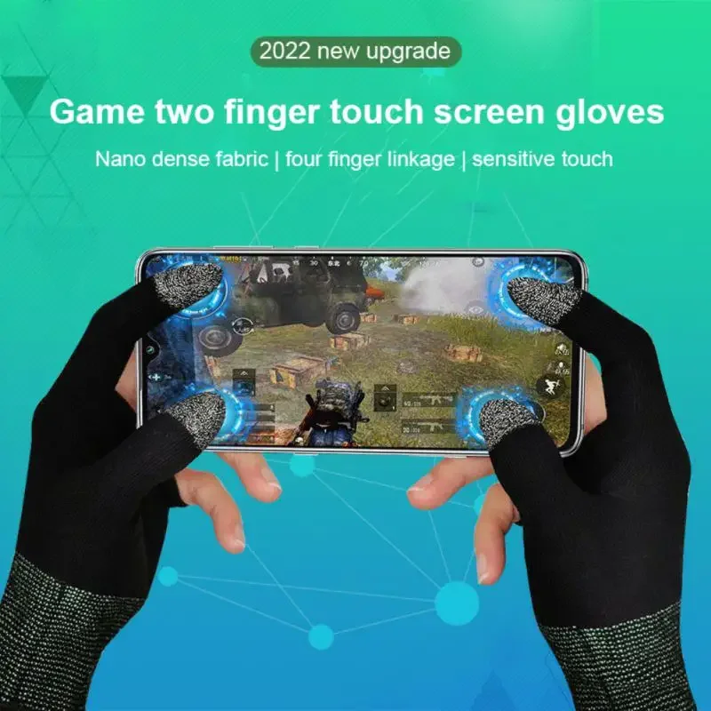 2023 Two-finger Gaming Finger Sleeves Mobile Game Gloves Sweat-proof Touch Screen Finger aperçu 4