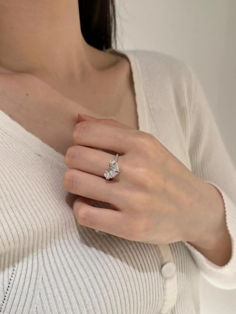 KAKODIY Women's Promise Ring 925 Sterling Silver Engagement Wedding Ring Zircon Two Stone Ring detail 7