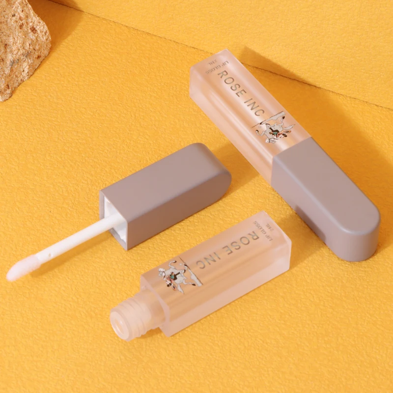 Cartoon square Plastic Private logo Makeup Packaging Cosmetic Tubes 1.6ml Liptint Tube Empty Lip Gloss Bottle Lipgloss Container