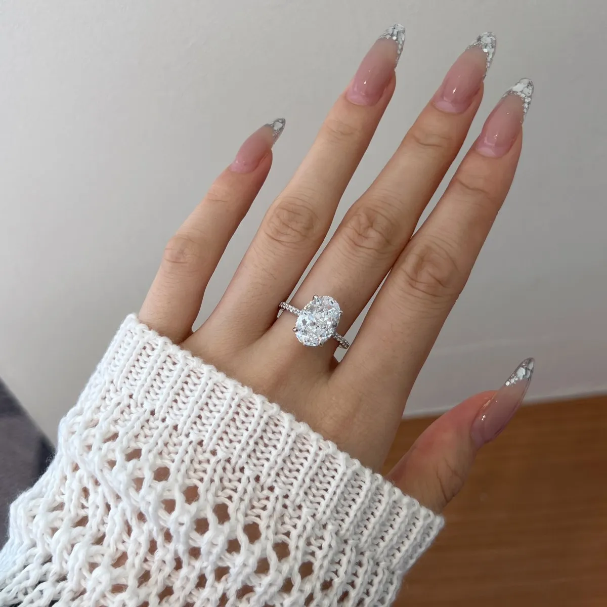 KAKODIY New Arrival Minimalist Round Large Cubic Zirconia Ring 925 Sterling Silver Engagement Wedding Promise Ring detail 4