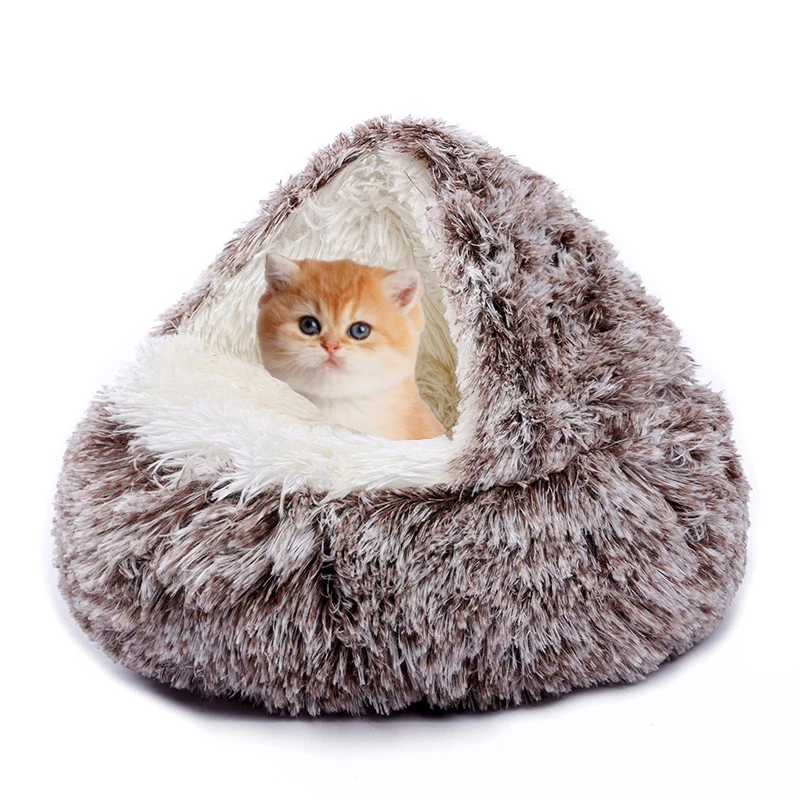 Wholesale pet supplies xxl waterproof washable luxury fluffy cama para gatos anti anxiety pet nest dog cat cave bed