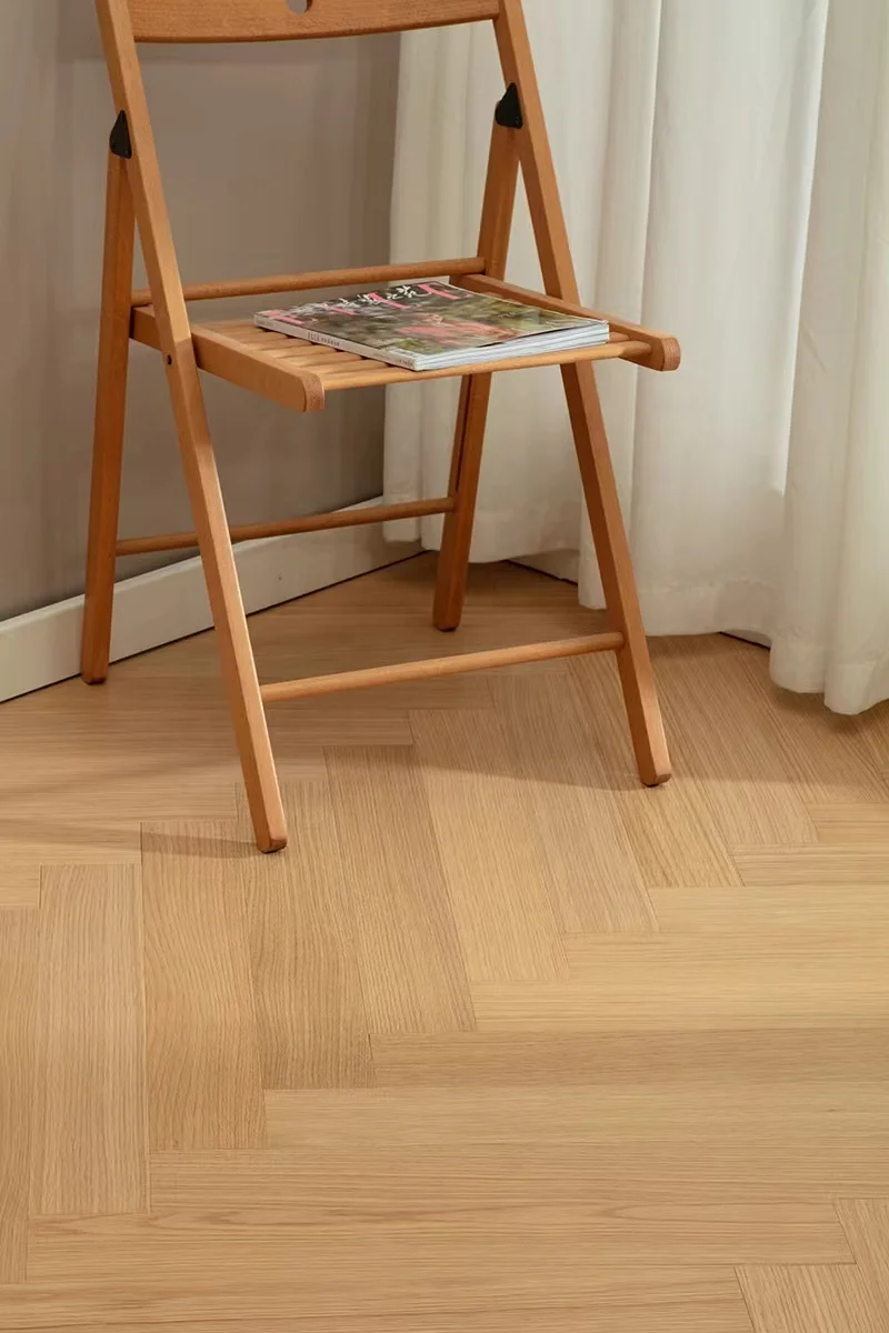 Modern Multilayer Herringbone Oak Wooden Parquet Flooring for Living Room Engineered with Brushed Technics for Indoor Use