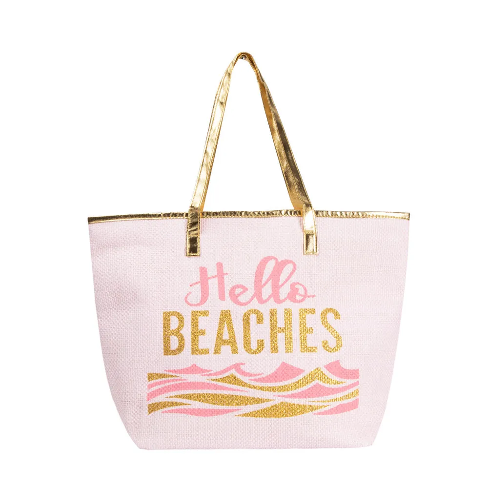 Wholesale Large custom print designer beach bag with zipper From  m.