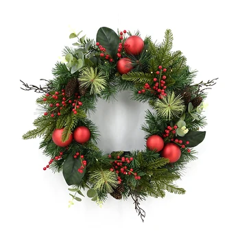 Best Quality Customized Pinecone Berry Christmas Wreath Indoor Decoration 24inch Artificial Pinecone Wreath