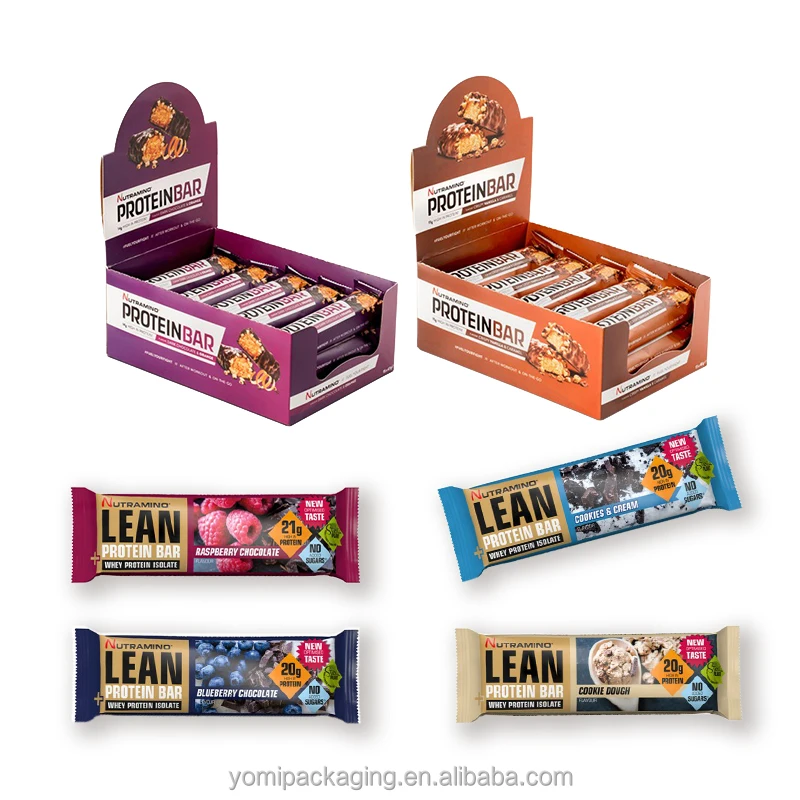 Custom Paper Cardboard Counter Display Boxes for Protein Energy Chocolate Bar Box Nut Chocolate Packaging Box