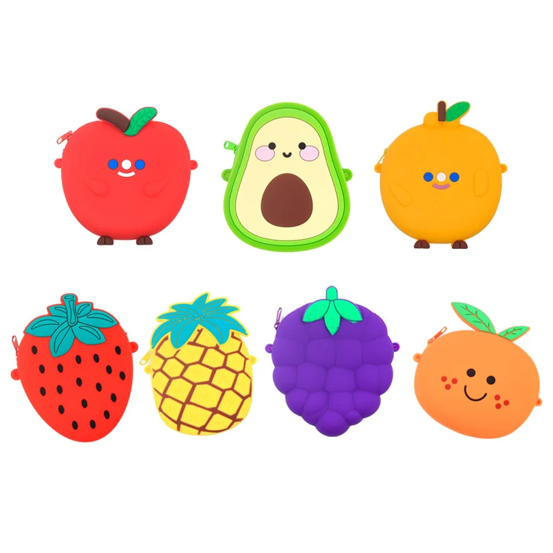 Grape orange Fashion Girls Mini Money Bag Lovely Cute Cartoon Pouch Women Small Wallet Soft Silicone Coin Purse