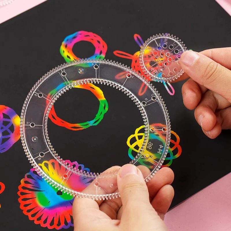 Spirograph Drawing Scratch Painting Toys Set Interlocking Gears