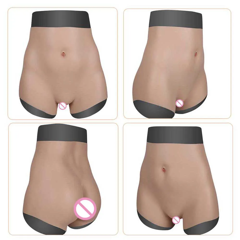 URCHOICE Realistic Silicone Breast Form Fake Artificial Boobs With Vaginal Pants for Crossdresser Shemale Transgender Drag Queen