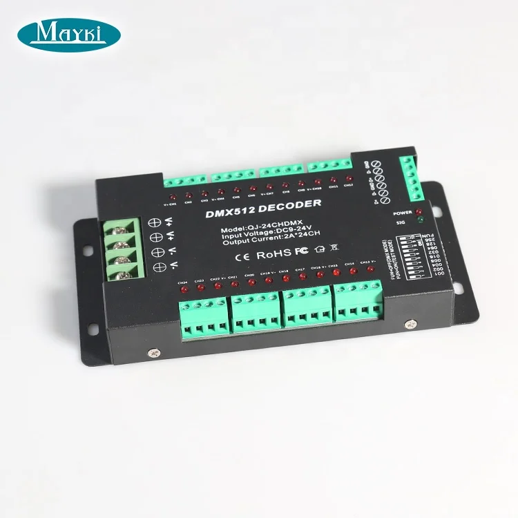 24 Channel DMX Controller DIP Switch DMX512 RGB DMX Decoder for LED Strip LED Lighting 2Ax24CH
