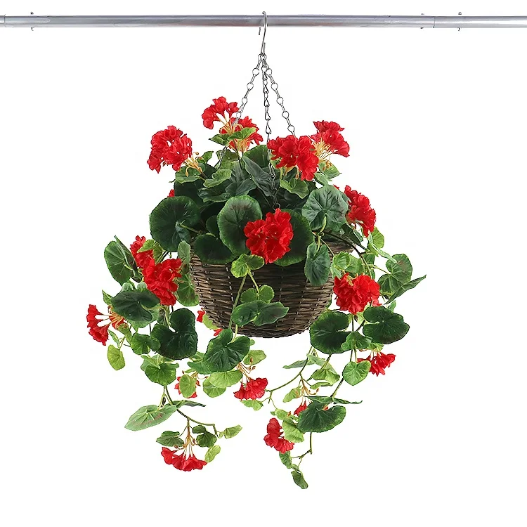 Artificial Begonia Flowers Basket Hanging 