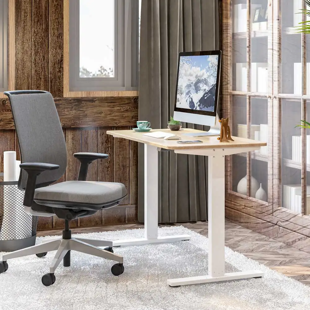 Electric Height Adjustable Table White Standup Desk Ergonomics Smart
