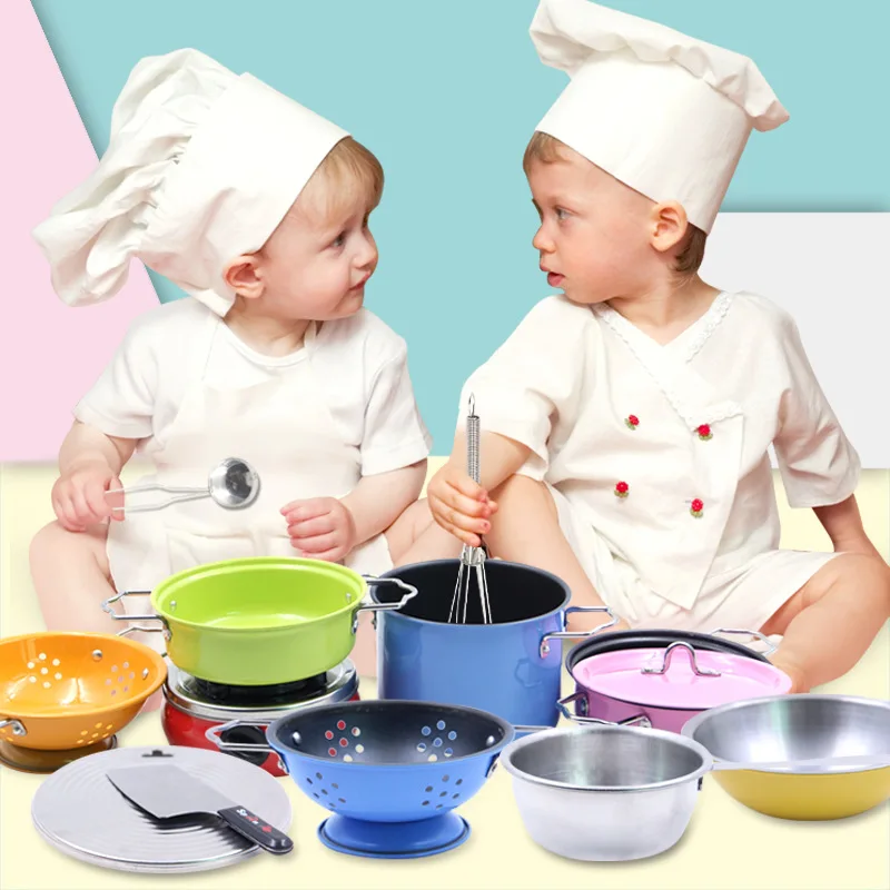 11pcs/Set Pink Kid Toy Play Kitchen Utensils Cooking Food Dishes Cookware 