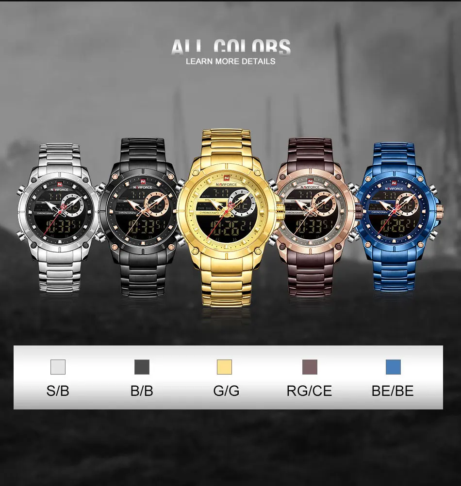 NAVIFORCE 9163 Relógios de Quartzo Masculinos com Logo Personalizado da Moda, Boa Qualidade, Baixo MOQ em Promoção, Nova Listagem, com Pulseira de Aço Inoxidável