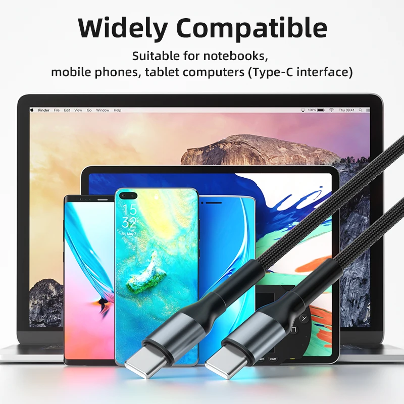 Nylon Braided 3A USB C to Type C PD 60W Fast Charging Cable High Quality PD Charger Data Cord 20V 3A Charging Line Support OEM