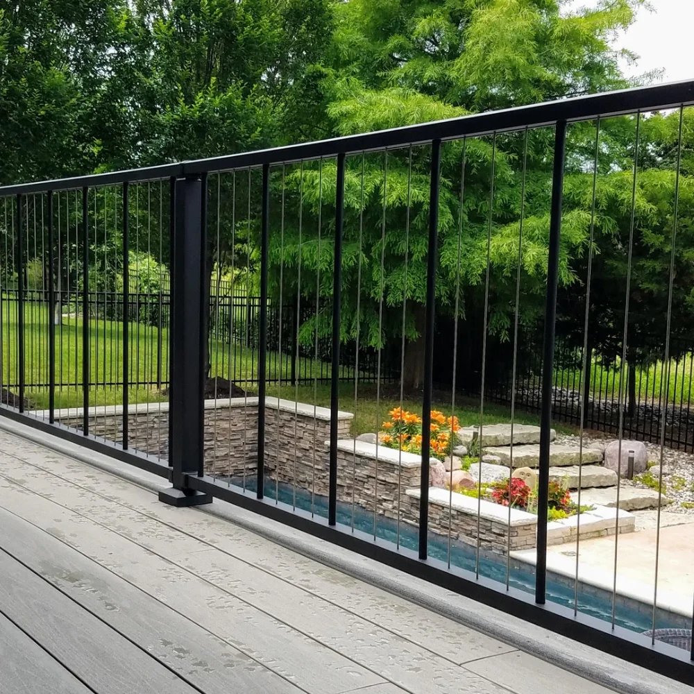 DB Exterior Durable Invisible Stainless Steel Cable Railing Wire Stair Steel Railing with Wood or Steel Handrail for America