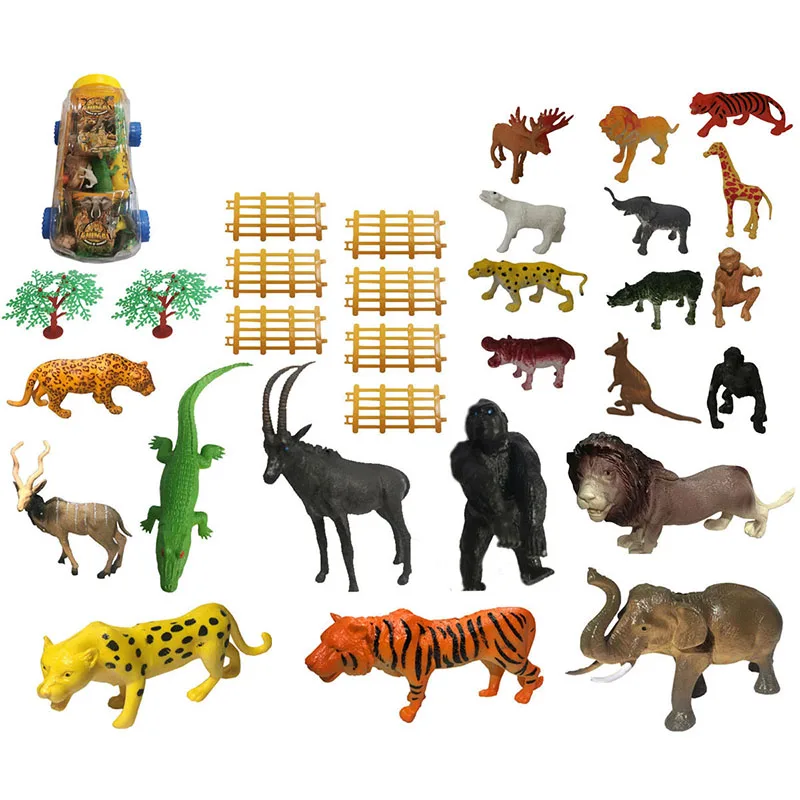 30個入り詰め合わせ3Dリアルな動物フィギュアモデルプレイセット家の