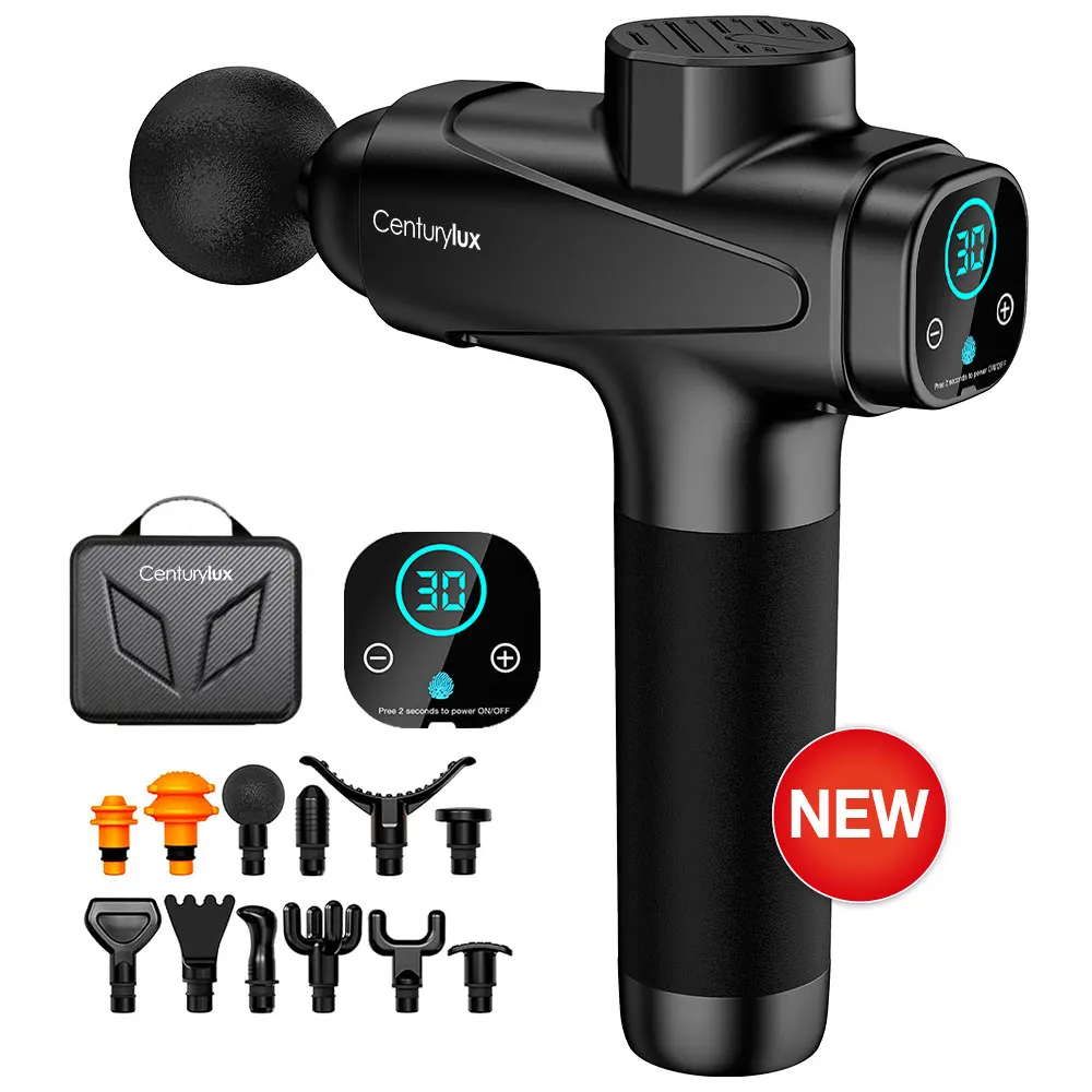 Dropshipping Best Sports Vibration Body Deep Tissue Booster 30 Speed Lcd  Screen Fascia Percussion Massager Muscle Massage Gun