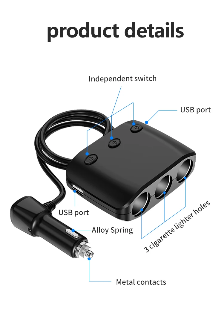 GXYKIT ZNB03s Car Charger: 120W, 3.1A Socket Adapter with 2 USB Ports. factory