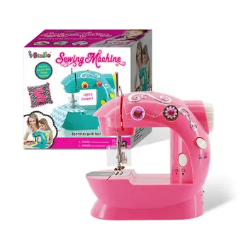 Kids girl Portable Handheld Household Hand Mini Stitching Sewing Machine With Table Coloured Sewing Thread