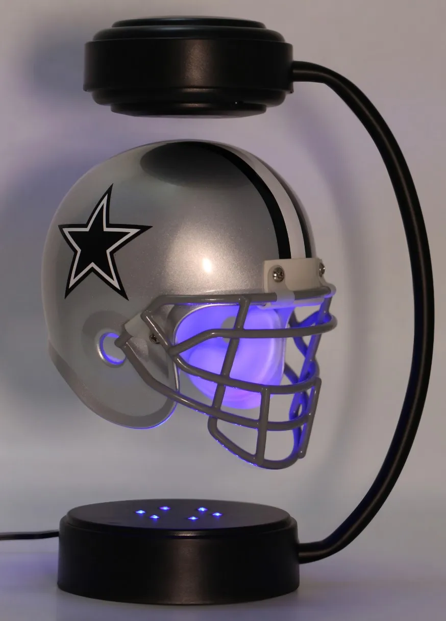 floating football helmet lamp NFL Hover you have an impressive collection of team memorabilia Pegasus Sports NFL Rotating Levitating