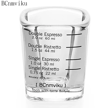 BCnmviku Kitchen Products Black Line Espresso Shot Cups  Coffee Mug 60ml Measuring Scales Shot Glasses For Cafe  Europe Style