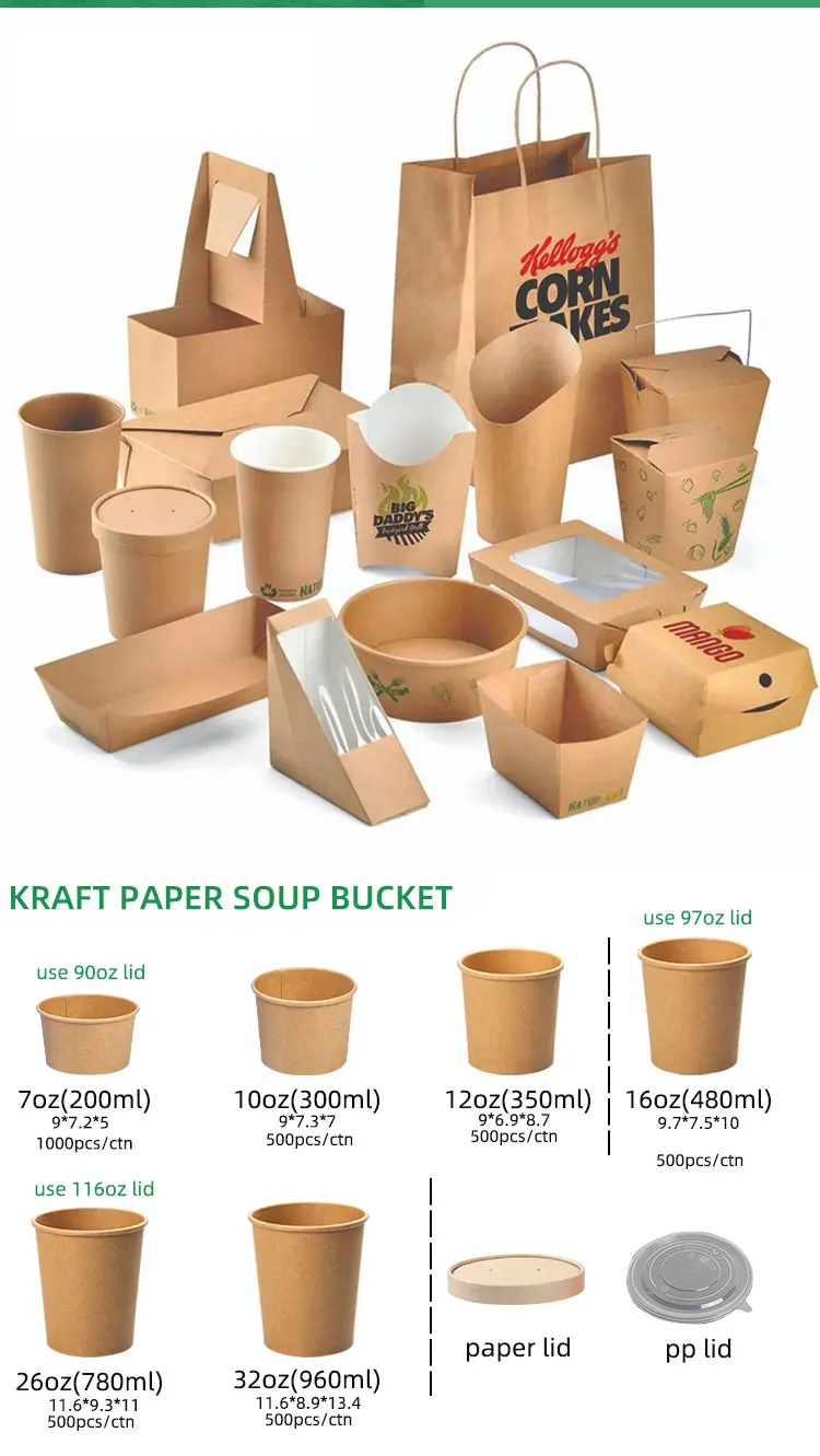 Custom Printed Kraft Paper Food Packaging Take Away Lunch Box and Salad ...