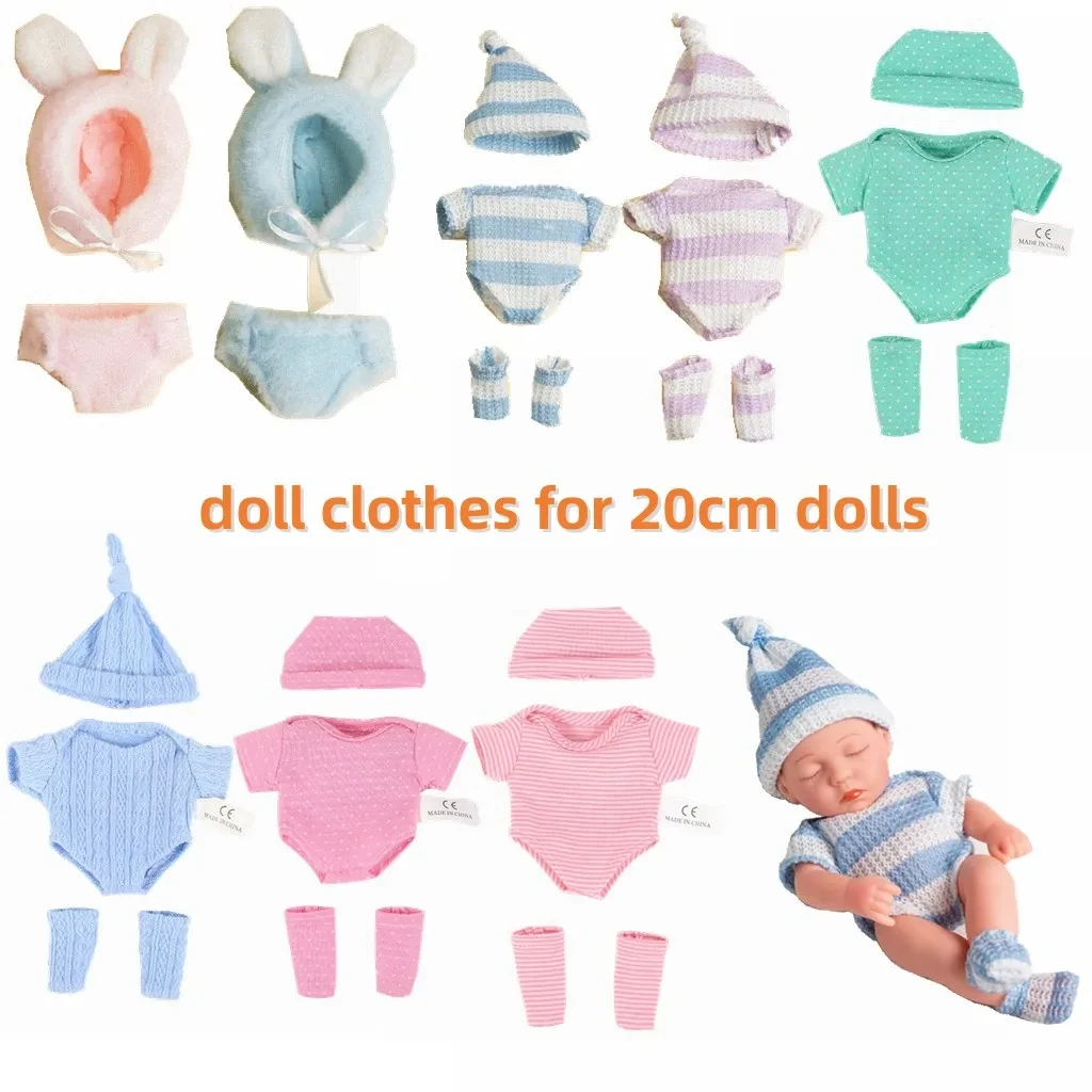 2 set di vestiti per bambole da 17 cm, 1 gonna + 1 forcina a forma di ciliegia + 1 maglione intero + 1 paio di scarpe + 1 bavaglino, graziosi abiti estivi(blu