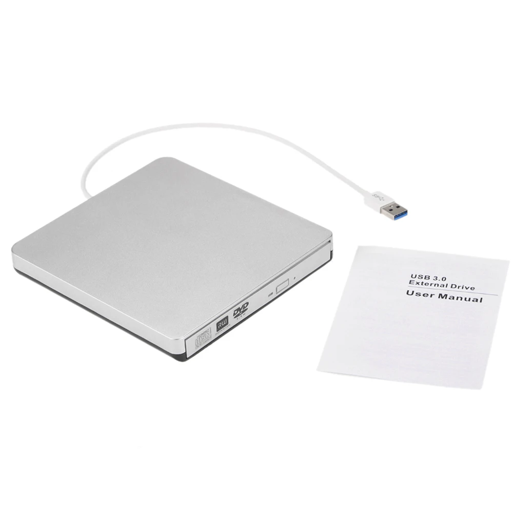 White USB 3.0 Portable External Optical CD-RW DVD-RW Drive Writer Rewriter Burner Replacement for iMac/MacBook/MacBook Air/Pro