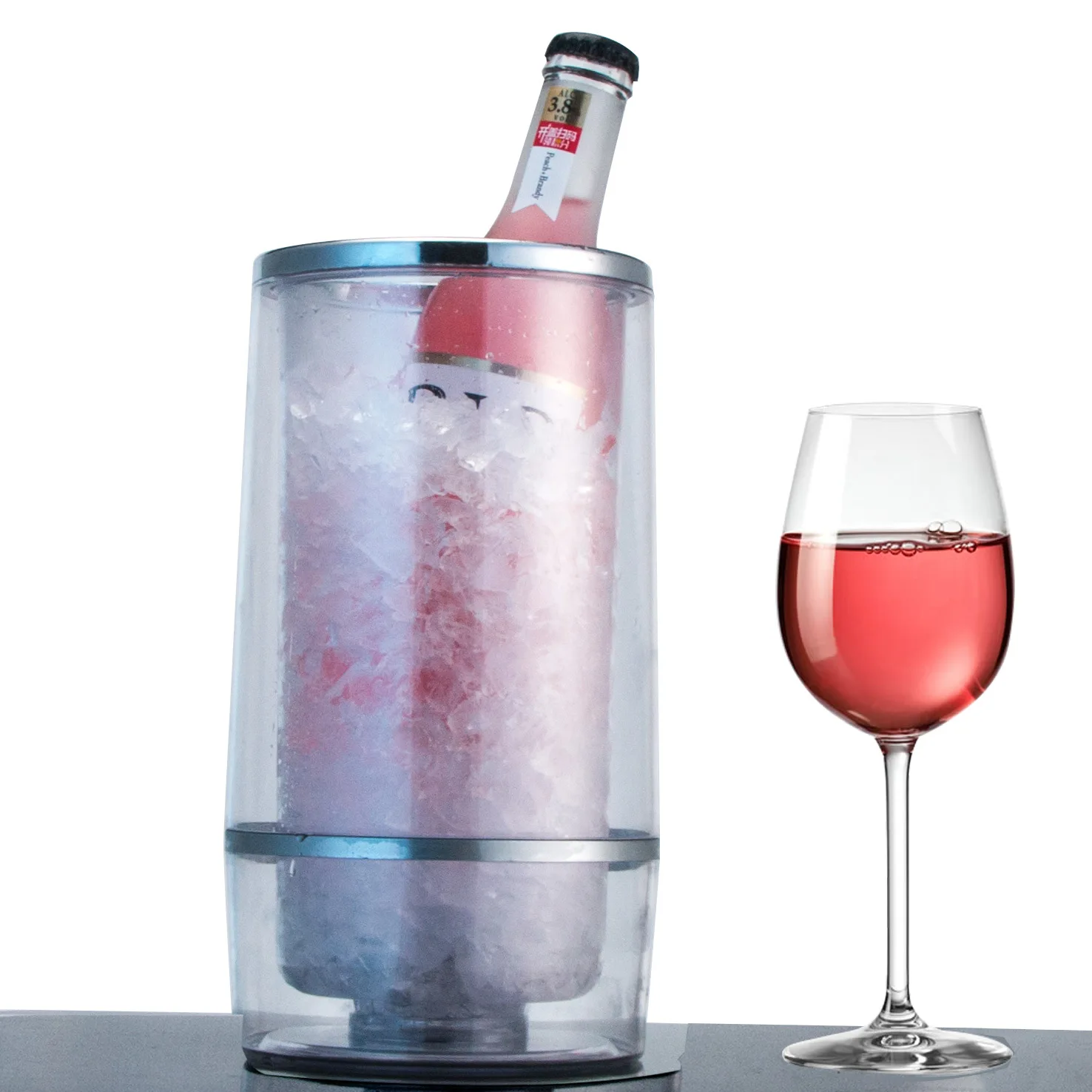 Clear Plastic Double Wall Insulated Beer Whiskey Ice Bucket Wine Cooler