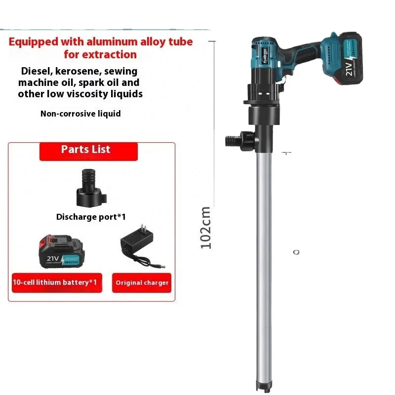 TEBAK Portable Lithium Battery Drum Barrel Oil Diesel Fuel Water Transfer Pump Pug-in Barrel Diesel Rechargeable Oil Pump