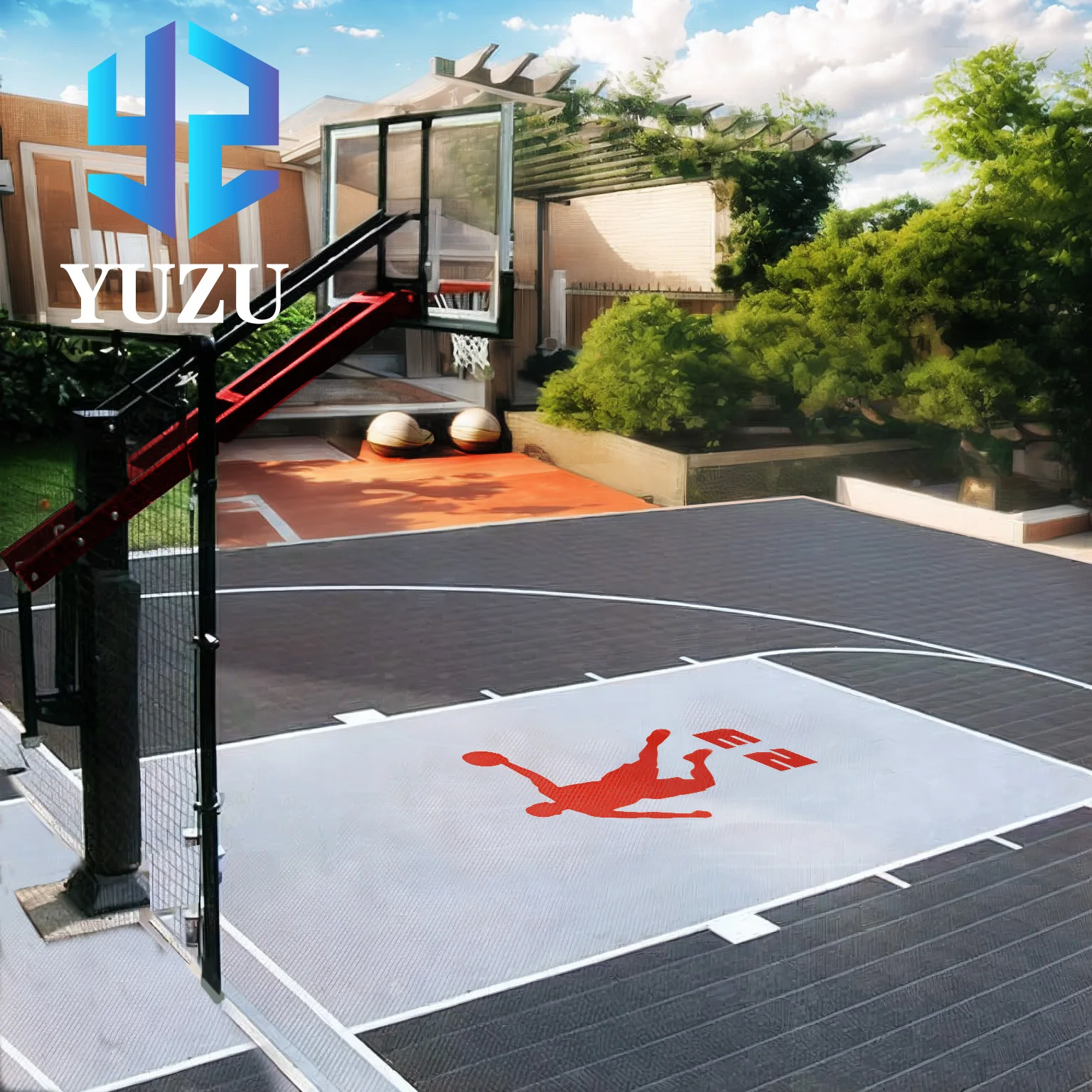 Portable Outdoor PP Plastic Interlocking Basketball Court Tiles
