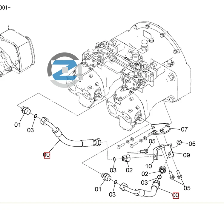 資料画像 4368943日立掘削機用メイン配管サイドブランチ配管ZX330-3 ZX330