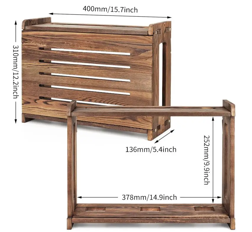 Wooden Router Shelf Wall Mount WiFi Router Storage Box Modem Cable Cover Organized Power Strip Cable Management Hider Rack