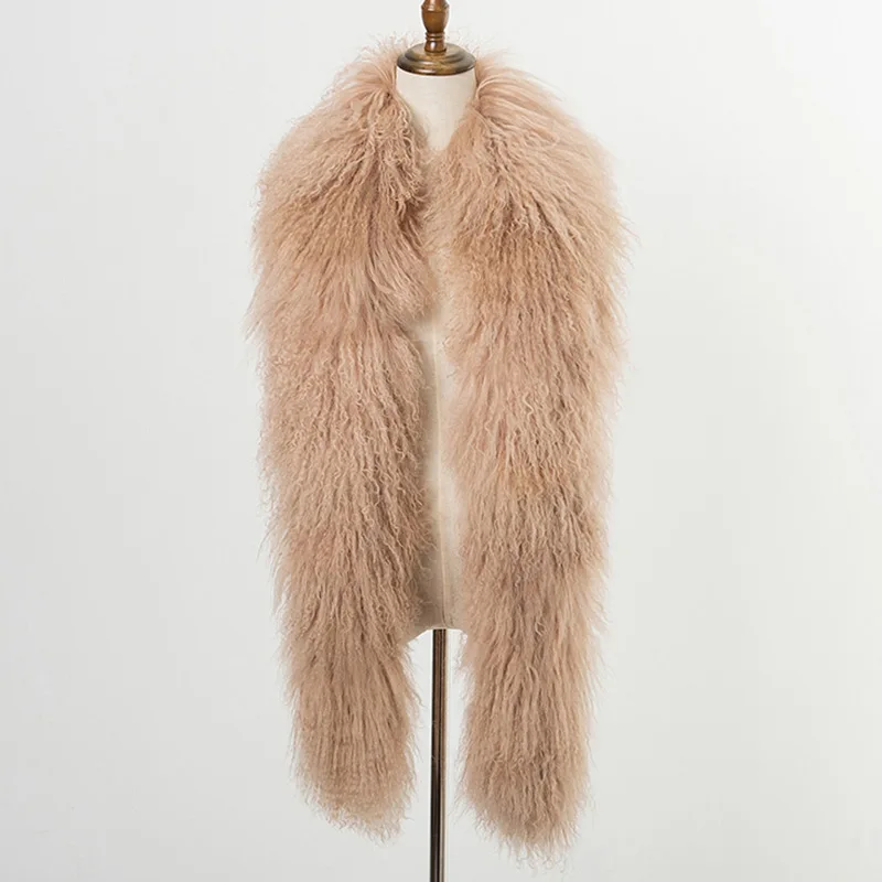 Новый дизайн пушистые длинные меховые шарфы женский шарф из натурального монгольского