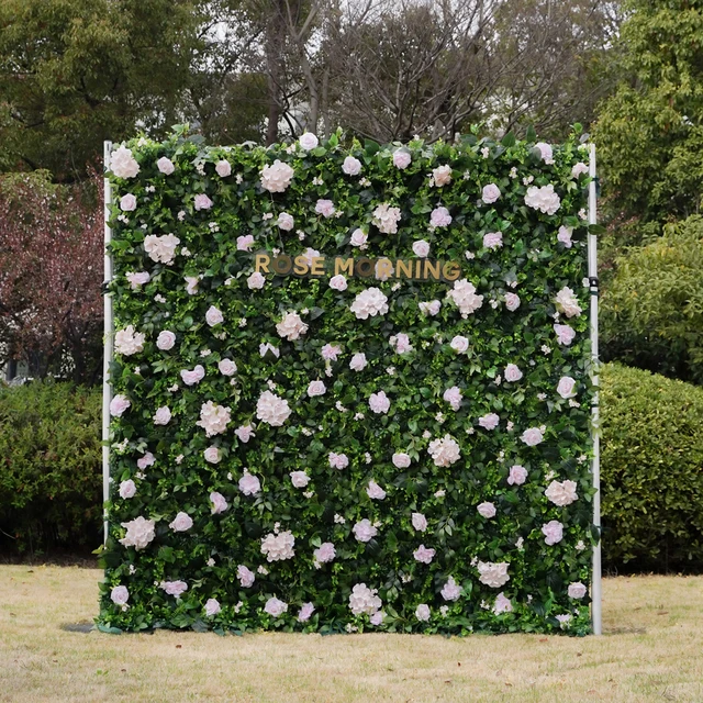 Fabric Artificial zip up curtain flower wall 8ft*8ft for wedding and event background decoration